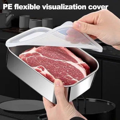 Produktbild von 400 ml Edelstahl‑Lunchbox, auslaufsichere Metall Snackbox mit Silikondeckel, Salat‑ & Sandwichdose für Erwachsene und Kinder