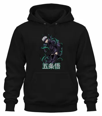 Obrázek produktu pro Jujutsu Kaisen Gojo 五条悟 Anime Otaku Gift Cool Blindfold Uni mikina s kapucí, černá, M