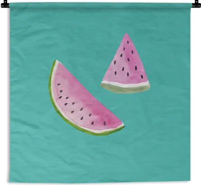 Produktbild von MuchoWow® Wandteppich Wandbehang Wassermelone - Obst - Aquarell - Blau 150x150 cm Tapisserie Dekoration Wandtuch - Wohnaccessoires - Modernes