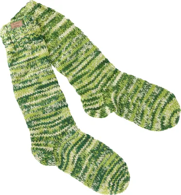 Produktbild von Handgestrickte Schafwollsocken, Haussocken, Nepal Socken - Grün, Uni, Wolle, Größe: L (42-46)