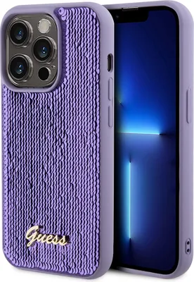 Obrázok produktu pre Guess Sequin Script Kovové Puzdro Pre Iphone 14 Pro - Fialové