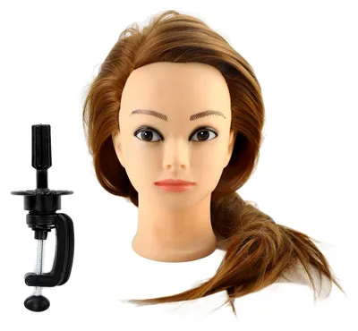 Produktbild von Schaufensterpuppenkopf, Übungspuppe, Kosmetikpuppe, Haarstyling-Trainingskopf mit Haaren, flauschig, pflegeleicht, Hochtemperaturfaser, großes Haarvolumen, geeignet für