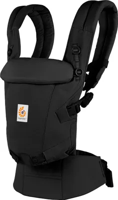 A black Ergobaby Adapt baby carrier is shown against a white background.