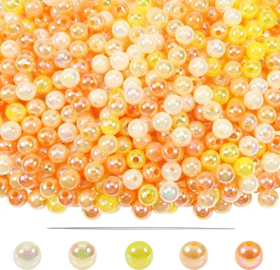 Imagen del producto de Cuentas de acrílico redondas, 6 mm, 1000 unidades, color amarillo, para manualidades de joyería