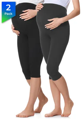 Zdjęcie produktu dla Bawełniane legginsy ciążowe Be Mammy 3/4 2pack BE20-229 (2pack czarny/grafitowy, XL)