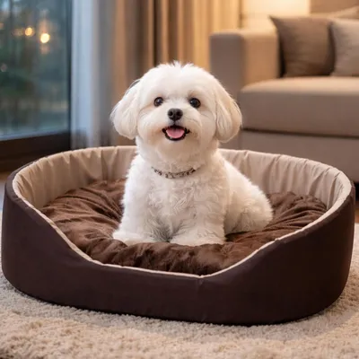 Produktbild von Best for Pet Hundebett Gemütliche Hundehütte mit Kissen für kleine Haustiere–bequem&waschbar | Braun, 68x57