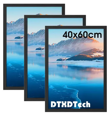 Fotolijst 40x60 cm, schwarzer Holzrahmen, 3er-Set, Wandmontage