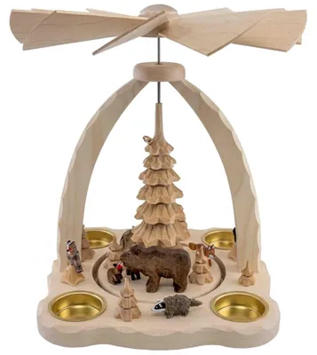 Produktbild von Heydenreich Erzgebirge Pyramide für Teelichte 27 cm, Modell:mit Bärenfamilie