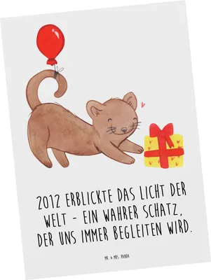 Produktbild von Mr. & Mrs. Panda Ansichtskarte 2012 Geburtstag - Weiß - Geschenk, Postkarten, gemeinsame Augenblicke, Jahrgang, Erinnerung, Kunstkarten, Happy Birthday, Grußkarte, Reise