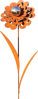 Produktbild von Gartenstecker Metall Rost Gartendeko rostige Dekoration Edelrost mit Edelstahlkugel