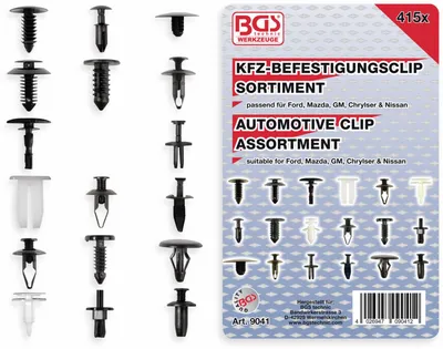 Produktbild von BGS 9041 Kfz-Befestigungsclip-Sortiment für Ford, Mazda, GM, Chrylser, Nissan, 415-tlg.