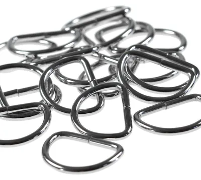 4 Metallhalbringe 50 mm Durchzug für Gürtel, Taschen und mehr, Ø 5 mm silber