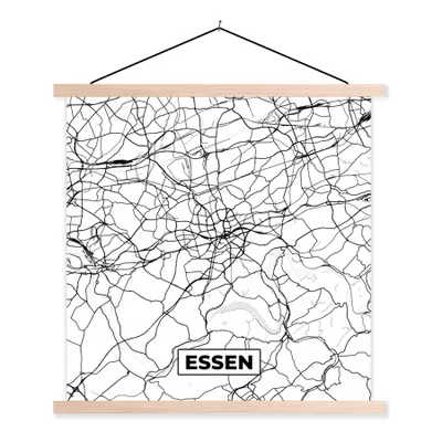 Produktbild von MuchoWow® Textilposter Karte - Essen - Stadtplan 120x120 cm mit holzfarbenen Rahmen - Textil-Poster