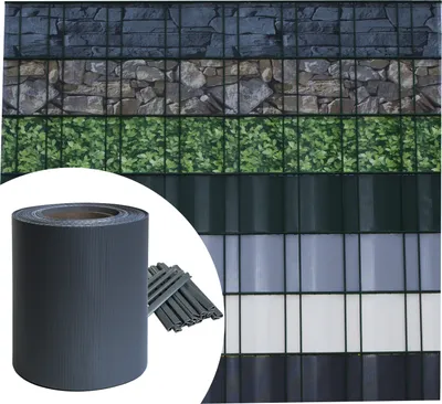 Produktbild von Fepro® PVC Sichtschutzstreifen Zaunfolie Sichtschutz Doppelstabmatten 35m, Anthrazit