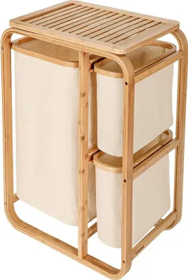 Immagine prodotto di AD.CON Cesto portabiancheria in bambù XL, portabagno, portabiancheria in bambù, borsa portabiancheria, portabagno, selezionatore di biancheria Beige