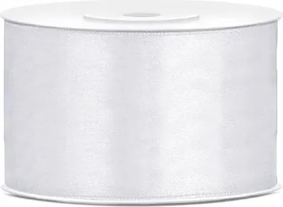 Zdjęcie produktu dla Satynowa wstążka prezentowa biała 25 m, szerokość 38 mm