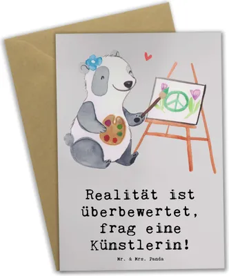 Produktbild von Mr. & Mrs. Panda Beileidskarte Künstlerin Traum - Grau Pastell - Geschenk, Berufe, jubiläumskarte, osterkarte, Kunstschaffende, weihnachtskarten, Berufsgestaltung, Beruf