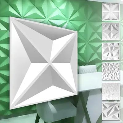 Produktbild von HEXIM 3D Wandpaneele, PVC Kunststoff weiß - Diamond Design Paneele 50x50cm Wandverkleidung (0.25QM HD003) Deckenpaneel Paneel Platte