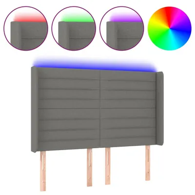 Produktbild von vidaXL LED Kopfteil Dunkelgrau 147x16x118/128 cm Stoff
