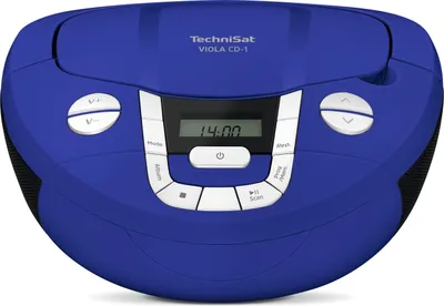 A blue TechniSat Viola CD-1 boombox is shown against a white background.