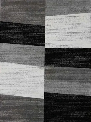 Produktbild von Teppich Geometrisches Kachel Muster Meliert kariert in Grau Weiß und Schwarz , Maße:80x250 cm
