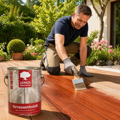 Produktbild von LEINOS 236 Terrassenholzöl Rötlich 2,5 l – Terrassenöl, KI-generiertes Bild