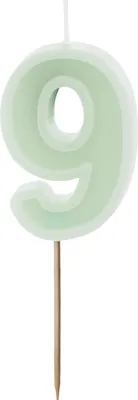 Produktbild von Geburtstagskerze Zahl 9, grün, 6 cm