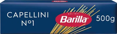 A box of Barilla Capellini No. 1 pasta.