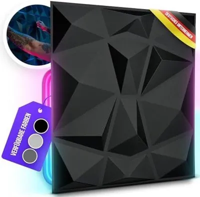 Produktbild von PolkaHome® Kunststoff 3D-Wandpaneele, Diamantdesign, 30x30 cm, 5 Stück