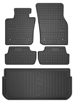 Productafbeelding van Rubberen automatten + kofferbakmat voor Mini Cooper III F56 vanaf 2014 (hatchback) – 5-delig, zwart, op maat – Wielganizator SolidPRO