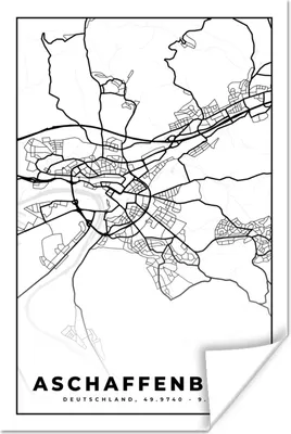 Produktbild von MuchoWow® Poster Afschaffenburg - Stadtplan - Karte 40x60 cm - Plakate für die Wand - Poster Babyzimmer