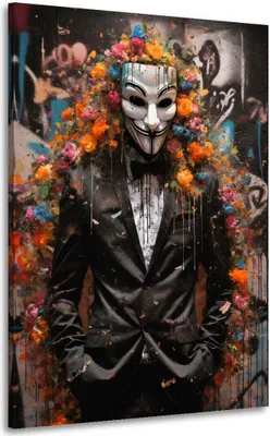 Produktbild von Anonymous Street Art Leinwandbild Wandbild Dekoration Kunst XL: 60x90x2cm