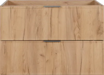 Productafbeelding van Badkamermeubel van eikenhout met een zilverkleurige handgreep, 46 x 80 x 57 cm