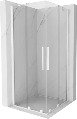 Produktbild von Mexen Velar Duo ausziehbare Duschabtrennung 90 x 90 cm, transparent, Weiß - 871-090-090-02-20