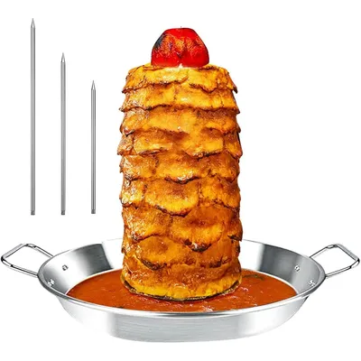 Produktbild von Vertikaler Grillspieß aus Edelstahl – Mit 3 abnehmbaren Spießen (20/25/30 cm) – Für BBQ, Kebab, Fleisch, Gemüse, Grill