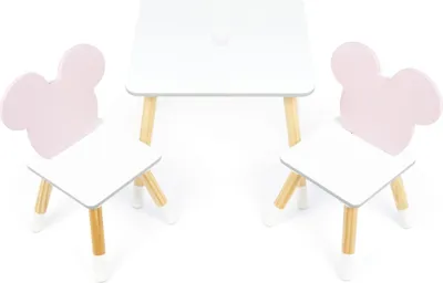 Produktbild von Set Holztisch - MINNIE (50X50X44CM) + 2 Stühle (26,5X26,5X50CM)