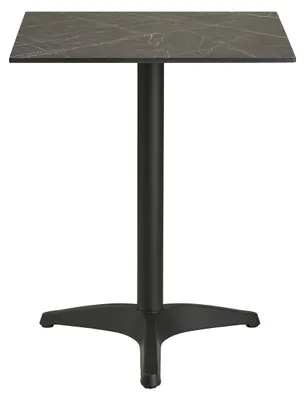 Image de Table bistrot carrée effet marbre gris foncé avec pieds en aluminium noir