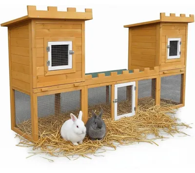 Produktbild von Mucola Kleintierstall Hasenstall Freigehege Schloss Kaninchenstall Käfig Hamster Hasenkäfig Freilauf Holz Gehege Kleintierhaus