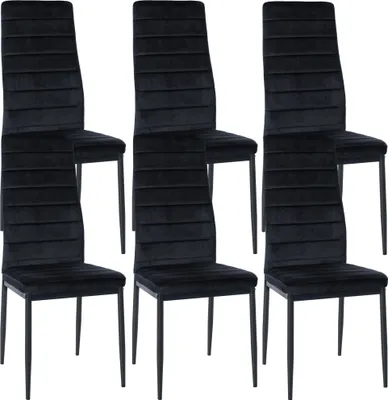 Produktbild von CLP 6er Set Esszimmerstühle Mayfair gepolstert mit Metallgestell schwarz Material Samt