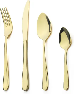 Produktbild von Besteckset 24-teilig, Edelstahl, gold, spülmaschinenfest, für Party