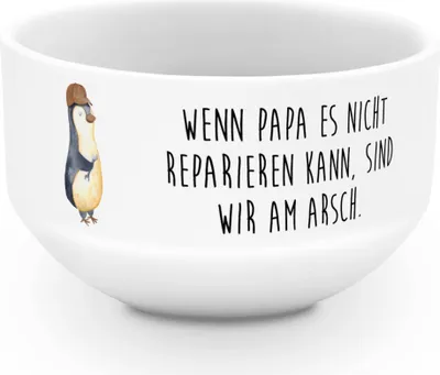 Produktbild von Mr. & Mrs. Panda schale Wenn Papa es nicht reparieren kann, sind wir am Arsch - Weiß - Geschenk, Schüssel, Vati, Bowlschale, Obstschale, Vatertag, Pinguin, Vater