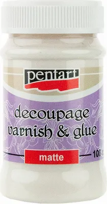 A bottle of PENTART decoupage varnish and glue with a matte finish.
