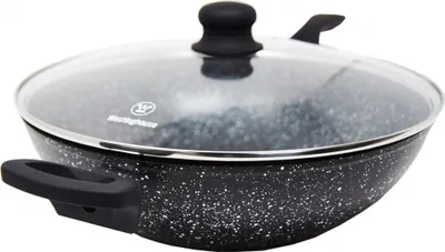 Obrázek produktu pro Pánev wok Westinghouse Black Marble Ø32 cm s mramorovým nepřilnavým povrchem, poklice