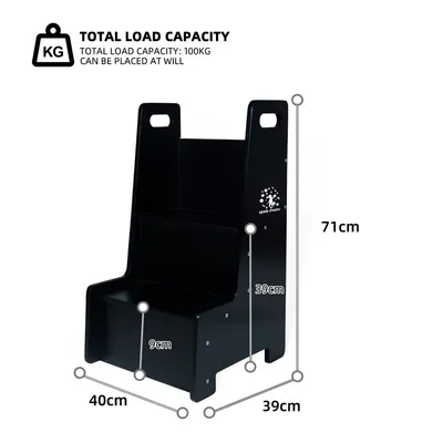Produktbild von Kiddy dreams Tritthocker für Kinder Montessori Hocker Stabiler Holz Kitchen Helper bis zu 100 kg,Farbe: schwarz