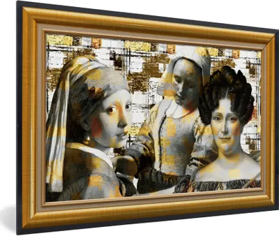 Produktbild von MuchoWow® Gerahmtes Poster Kunst - Alte Meister - Rahmen - Gold 90x60 cm - Poster mit Schwarzem Bilderrahmen Wandposter Rahmen Foto Bilder - Fotorahmen - Foto-Plakat