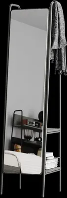 Produktbild von Standspiegel mit 2 Ablagefächern in Eiche Optik