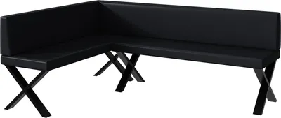 Produktbild von MEBLINI Eckbank für Esszimmer - Küchenbank - Essecke - Sitzecke Küche - ERIC - X-Beine 142x196x87cm Links - Schwarz Kunstleder