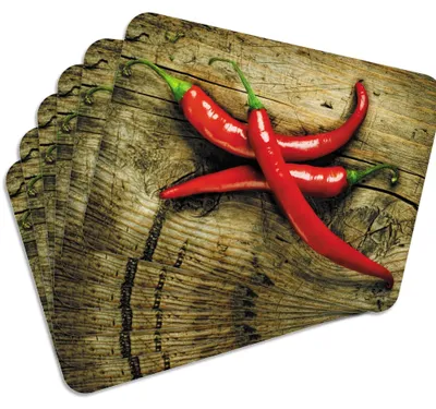 Produktbild von MG Design Set aus 6 Kork-Platzsets - Paprika 1 - 30 x 40 cm - hitzebeständig & abwischbar, mit Korkrückseite