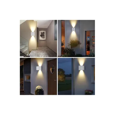 Zdjęcie produktu dla Optimumx Lampy ścienne LED wewnętrzne/zewnętrzne 12W Wewnętrzne W górę i w dół Regulowana wiązka światła 3000K Ciepła biel IP65 Biały, 4szt