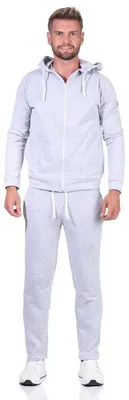 Produktbild von Herren Jogging Anzug Trainingsanzug Fitness mit Kapuze; Grau-meliert M